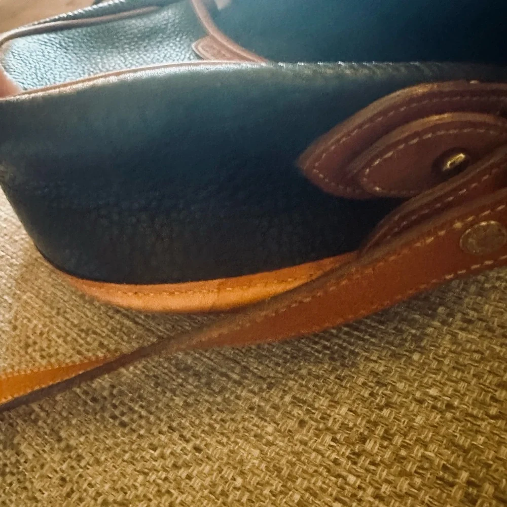 Dooney & Bourke 1980's  Cavalry Trooper  Black -Tan | DB Horseshoe Strap Tabs